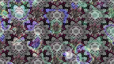 Gri renkli bitkilerden oluşan parlak çiçekli çizim deseni.