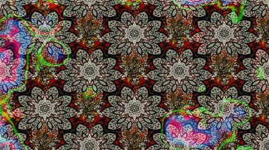 Çiçek ve yapraklı karalama şeklinde Raster çiçek deseni. Gri renklerde bahar çiçekleri. Raster illüstrasyonu.