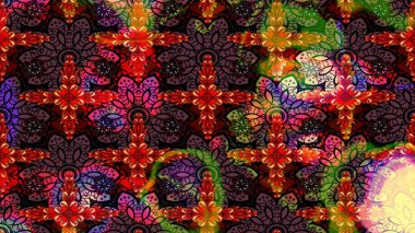 Eskiz klasiği. Raster Şirin kumaş deseni. Renkli Bahar Teması eskiz kalıbı. Düz Çiçek Elementleri Tasarımı.