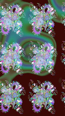 Çiçek rengi eskiz deseni. Raster çiçek izi. Klasik taslak çizimi. Raster Yumuşak kumaş deseni.