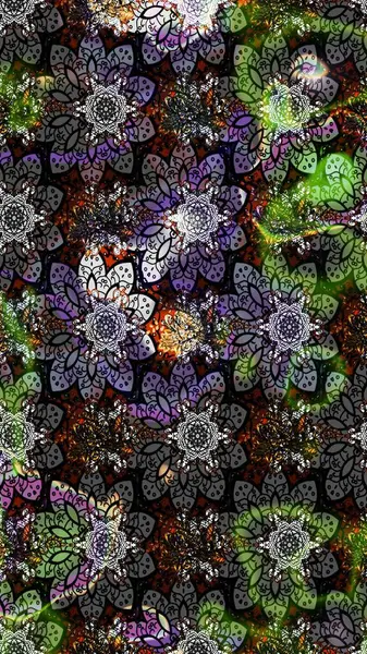 Tekstil için suluboya eskiz deseni. El çizimi çiçek çizimi deseni (fayans). Şirin çiçekli, desenli, gri renkli çizim deseni.