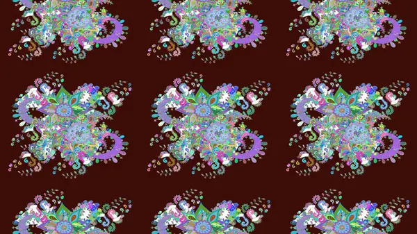 Raster düz çiçek çizim deseni. Kahverengi renkli çiçekler. Tasarım hediye paketi, tebrik kartları, posterler ve afiş tasarımı.