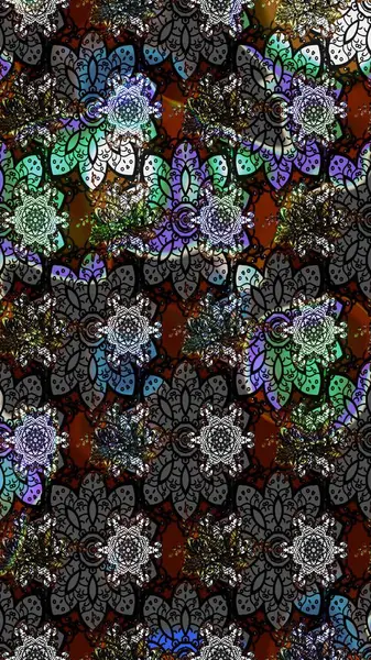 Eskiz klasiği. Renkli Bahar Teması eskiz kalıbı. Düz Çiçek Elementleri Tasarımı. Raster Şirin kumaş deseni.