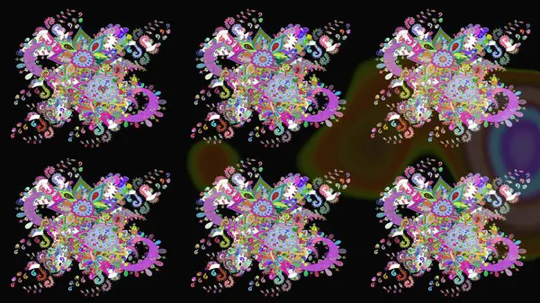 Siyah renkli çiçekler. Çiçekli karalama şeklinde Raster çiçek deseni. Nazik, narin çiçek arkaplanı.