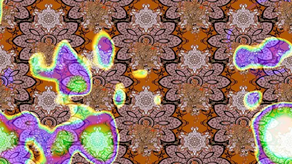 Kahverengi renkte zarif çiçekli suluboya. Renkli Bahar Teması eskiz kalıbı. Düz Çiçek Elementleri Tasarımı. Raster illüstrasyonu.