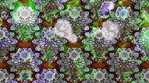 Şirin çiçekler. Çizgi çizimi kalıbı. Raster Moda kumaş deseni.