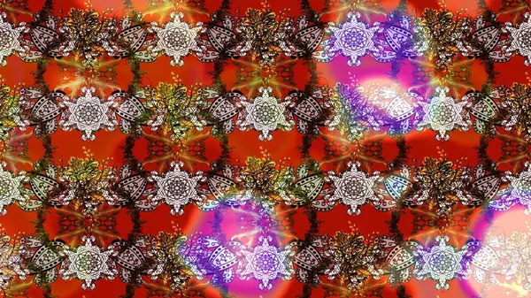 Raster illüstrasyonundaki çiçek desenli çizim. Kahverengi renkte çiçekler.