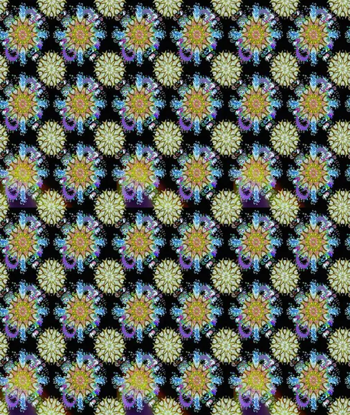 Raster illüstrasyonunda kusursuz çiçek deseni. Siyah ve nötr renkte çiçekler.