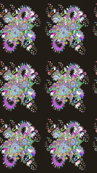 Çiçek deseni. Raster güzel kumaş deseni çiziyor. Renkli Bahar Teması eskiz kalıbı. Düz Çiçek Elementleri Tasarımı.