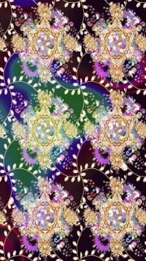 Çiçek buketleriyle klasik bir eskiz şekli. Raster illüstrasyonu. Bej renklerde.