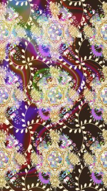 Raster illüstrasyonundaki çiçek desenli çizim. Tarafsız renklerde çiçekler.