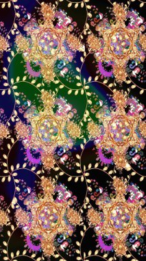 Siyah renkli etnik çiçeklerle süslenmiş zarif bir eskiz şekli. Asya Tekstil 'inde Raster Çiçek İllüstrasyonu.