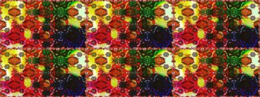 Renkli Yaz Temalı Kusursuz Arkaplan. Gri ve kırmızı renkte çiçekler. Raster illüstrasyonunda kusursuz çiçek deseni. Düz Çiçek Elementleri Tasarımı.