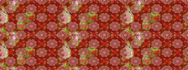 Çiçekli karalama şeklinde Raster çiçek deseni. Nazik, sevimli çiçek arkaplanı. Kırmızı ve kahverengi renkte çiçekler.