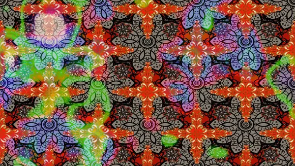 Raster düz çiçek çizim deseni. Hediye ambalaj kağıdı, tebrik kartları, posterler ve pankart tasarımı. Kahverengi renkte çiçekler.