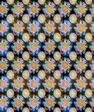 Düz Çiçek Elementleri Tasarımı. Raster illüstrasyonu. Karalama çiçeği. Güzel kumaş deseni. Renkli Bahar Temalı Kusursuz Arkaplan. Zentangle soyut çiçekleri.