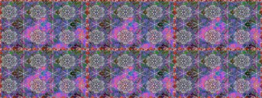 Çiçeksiz desenli arka plan, yaz çiçekleri. Düz Çiçek Elementleri Tasarımı. Renkli Bahar Temalı Kusursuz Arkaplan. Tarafsız ve mor renkte çiçekler.