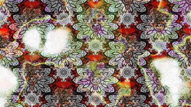 Üzerinde gelincikler ve vadi zambakları olan renkli çiçek desenli nakış deseni. Tekstil tasarımı için gri renkli geleneksel halk çiçekleri buketi.