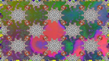 Çiçekler, dallar, bitkiler ve çiçekler. Raster illüstrasyonu. Güzel kumaş deseni. El çizimi.