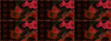 Raster Floral Illustration, Asyalı tekstil. Siyah ve kahverengi renkte etnik çiçeklerle kusursuz bir desen..