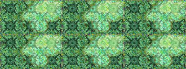 Kusursuz çiçek deseni. Raster illüstrasyonu. Asya tekstil tarzında. Yeşil ve nötr renklerde çiçekler. Raster illüstrasyonu.