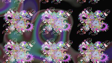 Çiçek desenli çizim. Asya tekstil tarzında. Renkli Bahar Teması eskiz kalıbı. Düz Çiçek Elementleri Tasarımı. Raster illüstrasyonu. Güzel kumaş deseni.