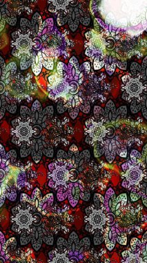 Renkli Bahar Teması eskiz kalıbı. Siyah renkli çiçekler. Sevimli çiçek raster deseni. Düz Çiçek Elementleri Tasarımı.