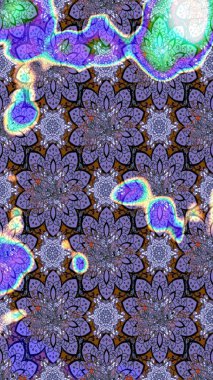 Raster illüstrasyonu. Mor renkli çiçekler. Çiçek süslemeli çizim deseni.