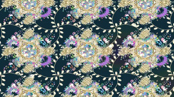 Raster deseni. Raster illüstrasyonu. Yumuşak, mavi renkte bahar çiçekleri. Patlayan çiçekler soyut yerleştirilmiş.