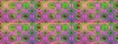 Raster illüstrasyonunda kusursuz çiçek deseni. Yeşil ve pembe renkte çiçekler.