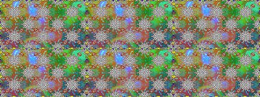 Çiçek deseni. Raster illüstrasyonu. Kusursuz Chichi kumaş deseni. Renkli Bahar Temalı Kusursuz Arkaplan. Düz Çiçek Elementleri Tasarımı.