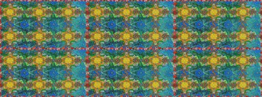 Renkli Bahar Temalı Kusursuz Arkaplan. Mavi renkli çiçekler. Raster illüstrasyonunda kusursuz çiçek deseni. Düz Çiçek Elementleri Tasarımı.