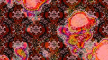 Kahverengi renkli etnik çiçeklerin olduğu zarif bir eskiz modeli. Raster Çiçek İllüstrasyonu güzel tekstil..