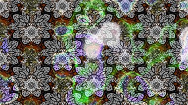 Çiçek desenli çizim. Raster illüstrasyonu. Asya tekstil tarzında. Gri renkli çiçekler. Renkli Bahar Teması eskiz kalıbı. Düz Çiçek Elementleri Tasarımı.