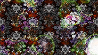 Çiçek deseni. Raster güzel kumaş deseni çiziyor. Renkli Bahar Teması eskiz kalıbı. Düz Çiçek Elementleri Tasarımı.