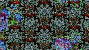 Kumaş desenli papatya çiçeği detayı. Yeşil renkte çiçekler.