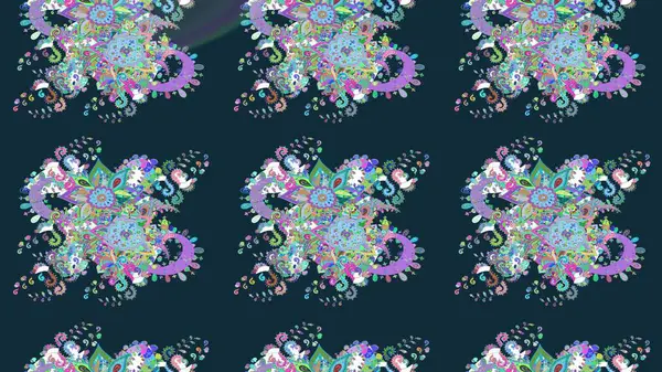 Mavi renkli çiçekler. Raster illüstrasyonunda çiçek deseni çizimi.