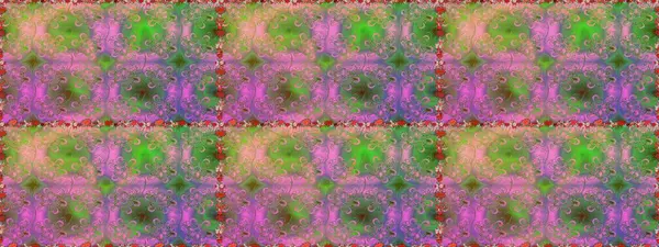 Raster illüstrasyonunda kusursuz çiçek deseni. Yeşil ve pembe renkte çiçekler.