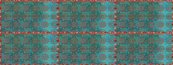 Mavi ve yeşil renklerde çiçeklerle kusursuz çiçek deseni. Suluboya tarzında mavi ve yeşil renkte çiçekler.