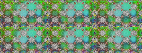 Patlayan çiçekler soyut olarak yerleştirilmiş. Yumuşak, yeşil renkli bahar çiçekleri. Raster deseni. Raster illüstrasyonu.