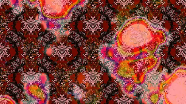 Kahverengi renkli etnik çiçeklerin olduğu zarif bir eskiz modeli. Raster Çiçek İllüstrasyonu güzel tekstil..