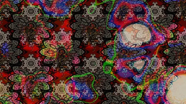 Klasik tropikal doğal elementlerin suluboya seti. Egzotik çiçekler, botanik olarak parlak, klasik siyah renkler. Raster illüstrasyonu.