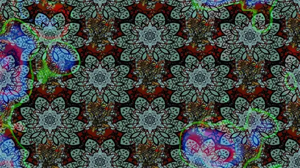 Kumaş desenli papatya çiçeği detayı. Yeşil renkte çiçekler.