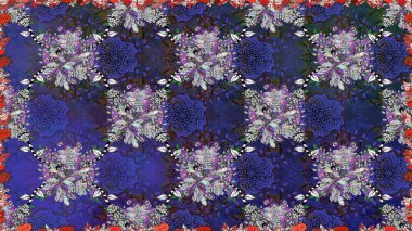 Yumuşak, bahar çiçekli arka plan. Mor ve gri renkte çiçekler. Raster çiçek desenli ve çiçekli..