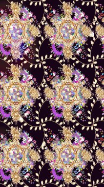 Raster düz çiçek çizim deseni. Hediye ambalaj kağıdı, tebrik kartları, posterler ve pankart tasarımı. Siyah renkte çiçekler.