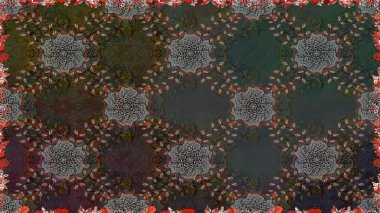 Renkli Yaz Temalı Kusursuz Arkaplan. Düz Çiçek Elementleri Tasarımı. Sevimli çiçek raster deseni. Modaya uygun kumaş deseni.