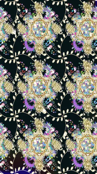 Soyut etnik raster çizim kalıbı. Kabile sanatı boho baskısı, klasik çiçek arkaplanı. Arkaplan dokusu, duvar kağıdı, gri renkli çiçek teması.