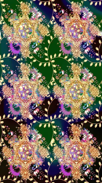 Sevimli çiçek raster deseni. Modaya uygun kumaş deseni. Renkli Yaz Temalı eskiz kalıbı. Düz Çiçek Elementleri Tasarımı.