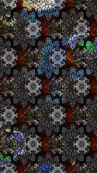 Raster illüstrasyonundaki çiçek desenli çizim. Siyah renkte çiçekler.