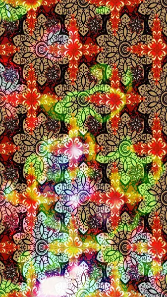 Güzel kumaş deseni. Raster illüstrasyonundaki çiçek desenli çizim. Raster illüstrasyonu. Kırmızı renklerde.